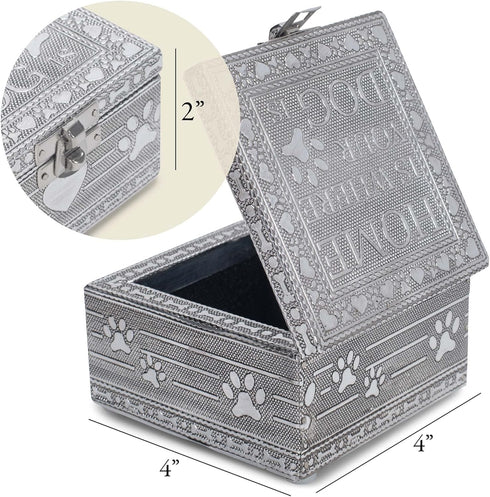 Cottage Garden Home Dog Pawprint Keepsake Box - Silver Tone Metal Jewelry
