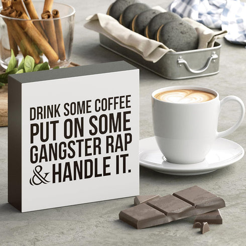 Barnyard Designs Coffee Sign - Inspirational Wood Box Sign - Funny Office Kitchen Desk Decoration Gift for Coffee Lovers