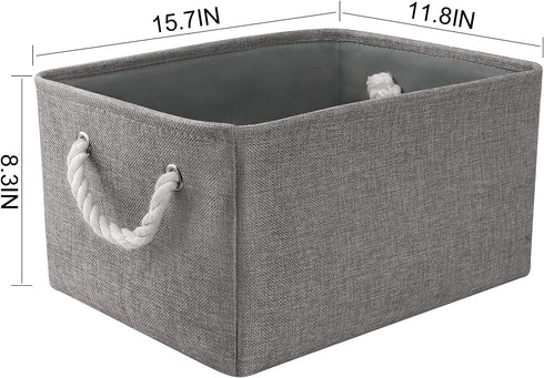 2 Pack Closet TheWarmHome Large Storage Bins Basket, Grey Fabric Storage Cubes for Changing Table Nursery Livingroom