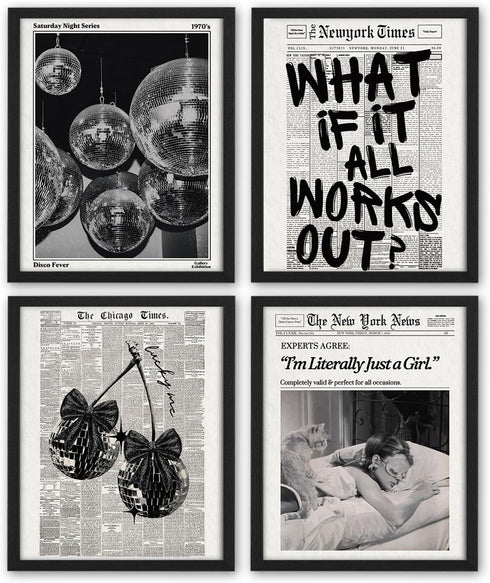 NaZaUK Retro Black And White Newspaper Poster What If It All Works Out