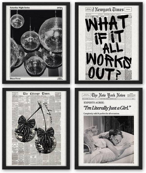 NaZaUK Retro Black And White Newspaper Poster What If It All Works Out