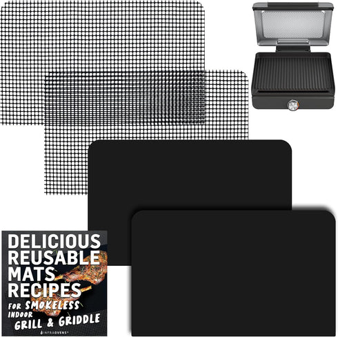 Reusable Mats for Ninja Sizzle Indoor Grill & Griddle GR101, Non-Stick Electric Appliances Accessory Set by INFRAOVENS