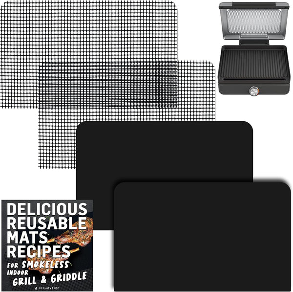 Reusable Mats for Ninja Sizzle Indoor Grill & Griddle GR101, Non-Stick Electric Appliances Accessory Set by INFRAOVENS