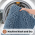 Yimobra Luxury Shaggy U-Shaped Contour Toilet Bath Mat, 24.4 x 20.4 Inches, Denim Blue, Soft, Non-Slip, Machine-Washable