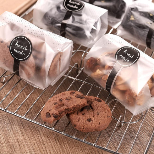 YunKo Cookie Bags for Gift Giving, Clear Cellophane Treat Bags for Favors, 100PACK, Black Dot