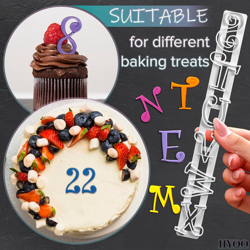 "Fondant Letter Cutters for Cake Decorating - Plastic Alphabet Cutters A-Z and 0-9 Numbers (9.84\" L 0.98\" W)"