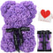 LINKLO Rose Bear, 10 inch Artificial Rose Flower Bear Gift for Wedding, Mothers Day, Anniversary (Purple)