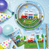 APOWBLS 2nd 24 Chugga Chugga Two Two Birthday Party Supplies, Paper Plate, Cup, Napkin, Disposable Cutlery, Tablecloth