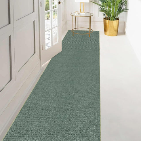 Kapaqua Solid Color Runner Rug, Non Slip Rubber Backing, Custom Length for Hallway Stair Kitchen Living Room, Hunter