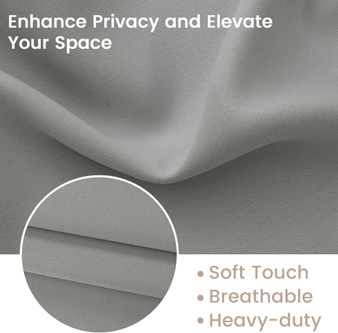 Small French Curtain Tricia Door Curtain, Thermal Insulated Tie Up Shades for French Doors, Silver Grey