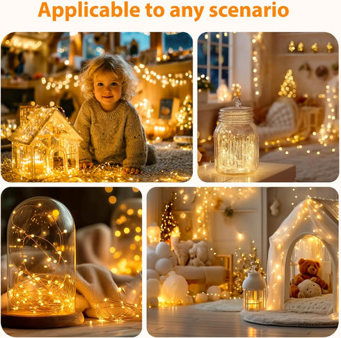 Remote33ft 100LED 8 HXWEIYE Fairy Lights Battery Operated (Included) with DIY Timer & Rechargeable Twinkle String