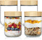 NETANY 4-pack 16oz Glass Jars with Airtight Bamboo Lids, Wide Mouth Mason Salad Jars for Food Storage