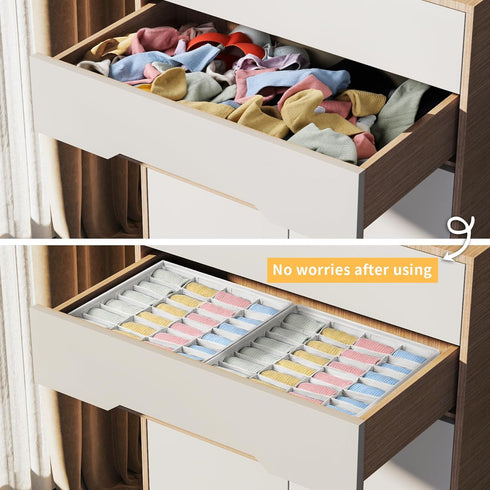 Joyoldelf 2 Pack Sock Organizer - 48 Cells Underwear Drawer Organizer, Collapsible Closet Storage for Socks