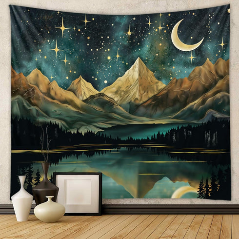 Tapzen Mountain Tapestry, Nature Landscape Rocky Mountain Wall Hanging for Bedroom Aesthetic, 40 x 30 Inches