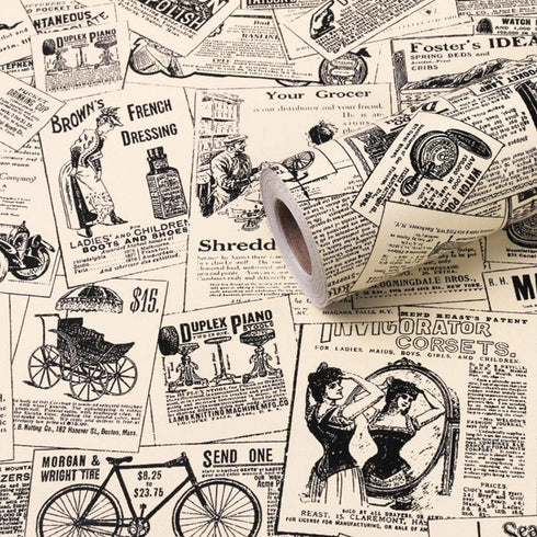 Self-Adhesive Vintage Newspaper Drawer Shelf Liner, 17.7x117 Inches, for Kitchen Bathroom Cabinets and Crafts