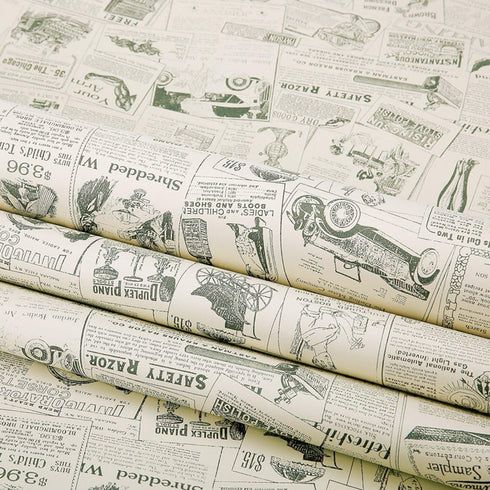 Vintage Newspaper Vinyl Contact Paper Wallpaper for Kitchen Bathroom Backsplash (17.7 x 117 Inches, Self Adhesive)