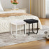 KFD01W BEWISHOME White Vanity Chair, Leather Vanity Stool, Small Stool Chair for Vanity, Square Ottoman Foot Stool