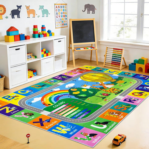 Kids Rug for Playroom, 4x6 ABC Educational Carpet for Classroom,Non Slip Washable