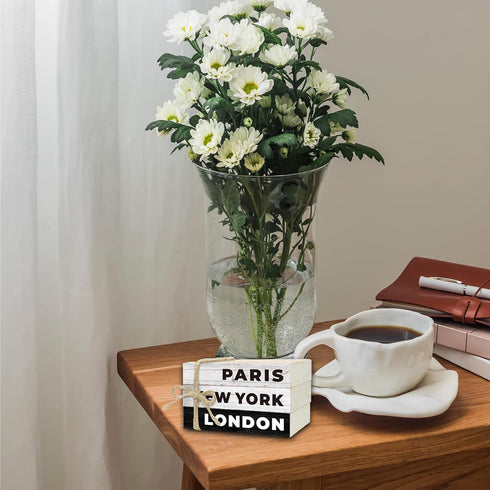 Ycyfckdr (L04) Paris New York London Decorative Books for Living Room Bookshelf Office Coffee Bar - Wooden Farmhouse