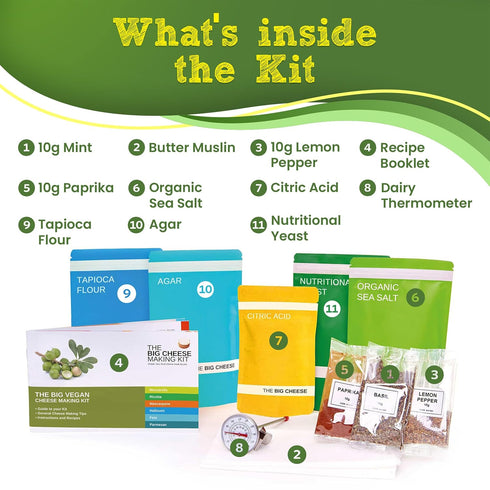 Mozzarella, 6 20 The Big Vegan Cheese Making Kit - DIY Vegan Cheese Starter I Cheese Making Supplies for Ricotta, Feta