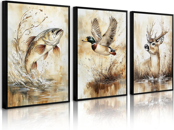 Pouydmi Vintage Animal Wall Art Baby Boy Room Canvas Wall Decor Farmhouse Animal