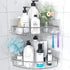 Orimade Corner Shower Caddy - Stainless Steel Wall Mounted Bathroom Shelf Organizer with Hooks, 2 Pack, Silver