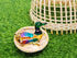 Tiny 1¾" Long Multicolor Sitting Duck Figurine - Miniature Hand Blown Painted Glass