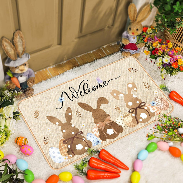 Zhanmai Welcome Mats Door Mat - Cute Decorative Indoor Entrance Doormats, Non Slip Outdoor Mats for Front Door, 16" x