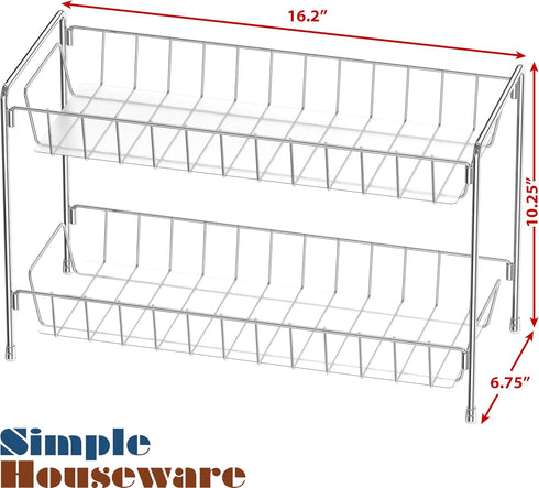 Simple Houseware 2-Tier Chrome Spice Rack Kitchen Organizer Countertop Shelf