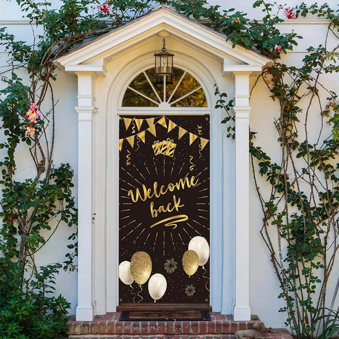 Welcome Back Door Banner Decoration, Large Cover for Homecoming, Retirement Party Photo Booth