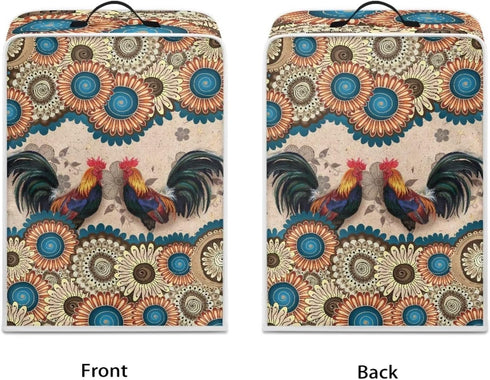 Boho Chicken Pattern Coffee Maker Cover, Dust and Fingerprint Protection for Stand Mixer, Machine Washable, Boho Brown