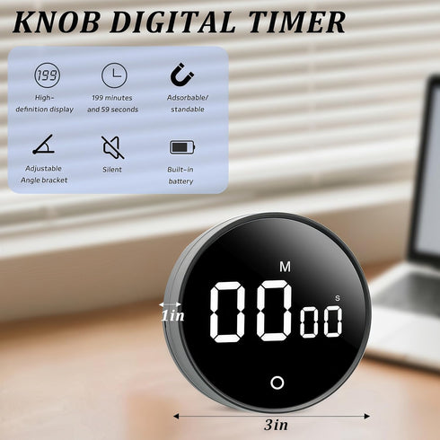 BXF SPORTS 2Pcs 199-Minute Countdown Countup Digital Kitchen Timer - Magnetic Timer with Large LED Display,Volume