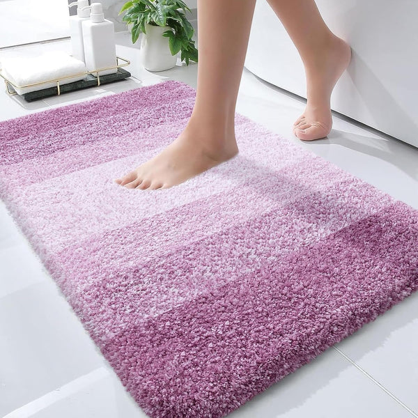 OLANLY Bathroom Rug Mat | 30x20 Extra Soft Absorbent Microfiber Non-Slip Bath Carpet, Pinkish-Purple