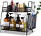 LEMIKKLE Bathroom Countertop Organizer, Bedroom Organizer, Kitchen Spice Rack Shelf with Small Basket (Black)