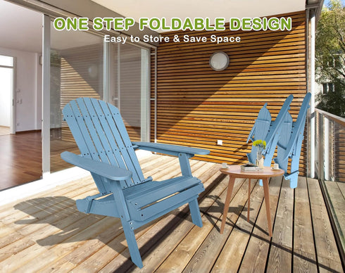 Set, 250 Lbs Folding Adirondack Chairs Solid Wood Outdoor Chairs with Wide Armrests, Turquoise Grey, Capacity