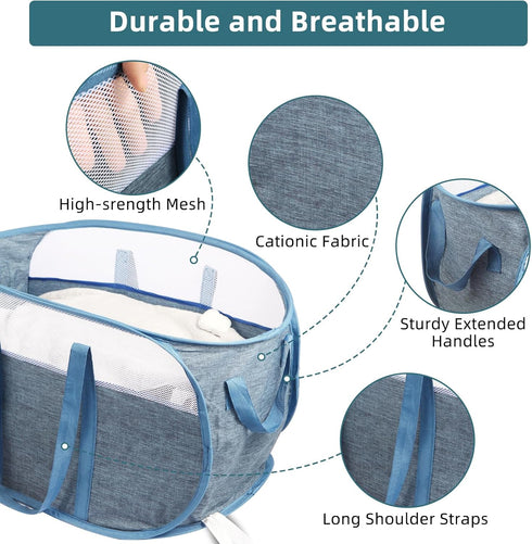 Collapsible Laundry Baskets - Tear Proof Pop Up Hamper with Dual Handles, Durable Foldable Laundry Basket