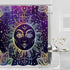 Sun Moon Shower Curtain, Burning Sun with Star Psychedelic Theme, Washable Polyester Fabric for Bathroom Set with
