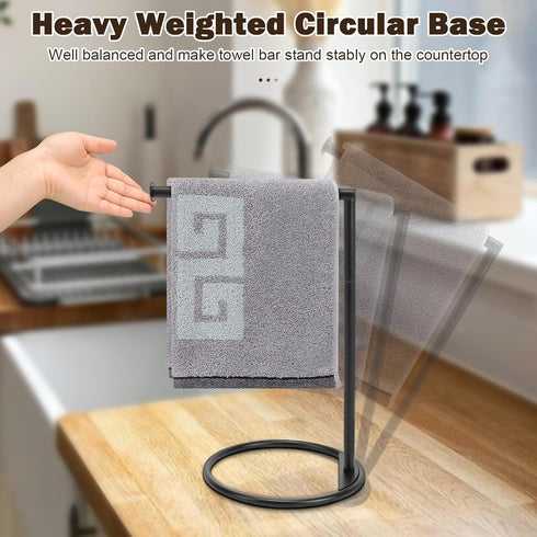 NearMoon Hand Towel Holder Stand, Thicken Metal L Shape Towel Rack, Free-Standing Towel Bar for Bathroom Kitchen