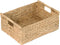 VATIMA Extra Large Wicker Basket, Rectangular with Wooden Handles for Shelves, Natural Water Hyacinth Basket for