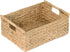 VATIMA Extra Large Wicker Basket, Rectangular with Wooden Handles for Shelves, Natural Water Hyacinth Basket for
