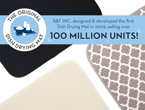 S&T INC. Dish Drying Mat, Highly Absorbent Microfiber Kitchen Counter Mat, Dish Drying Pad for Dishes, Utensils, Pots and Pans, Large 16" x 18", Stockinette