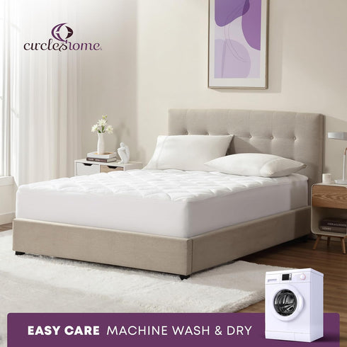 7-9 inches CirclesHome Crib Size Mattress Pad Pillow Top - Double Puff Fleece Top Down Alternative Mattress Protector