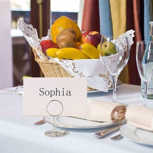 24 Pcs Premium Mini Place Card Holders with 24 Pcs Place Cards - Cute Table Number Holders for Weddings & Parties