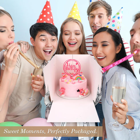 Cakebon Cake Boxes with Cake Boards, 10 Inch Cake Box with Window for Birthdays, Weddings, and Parties