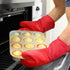 Ultra Heat Resistant BPA-Free Silicone Oven Mitts up to 500°F - Canyon Red Long Pot Holders with Cotton Liner 13.7