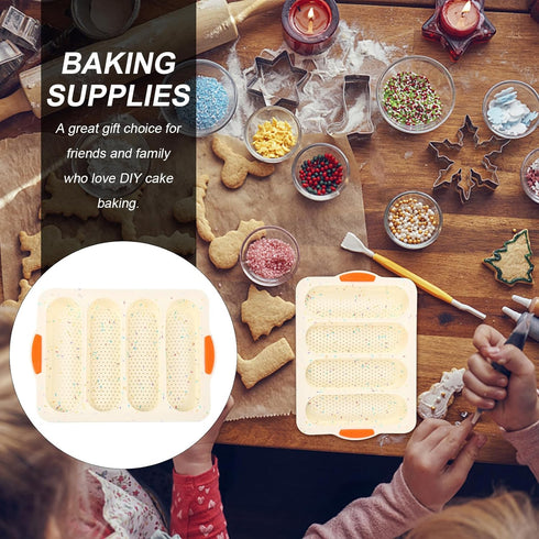 PRETYZOOM Baguette Silicone Mold French Bread Baking Pan Silicone Bakeware Non-stick Baking Mold Bread Baking Tray French Beard Mold Household Bread Mould Multipurpose Bread Mold Baking Tool by PRETYZOOM
