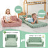 2-in-1 Kid Sofa, Toddler Chair, Flannel Kids Fold Out Couch, Toddler Convertible Sofa to Lounger, Flip Open Couch