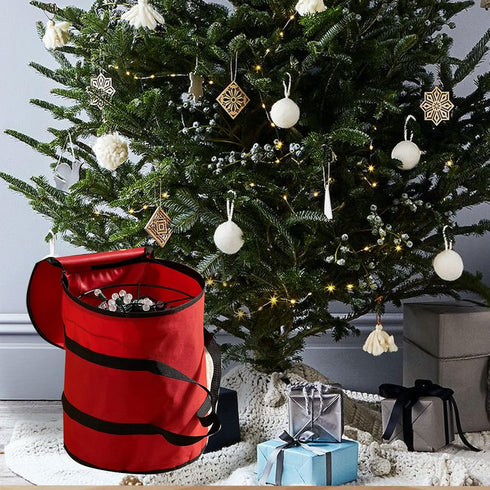 3 Dazzle Bright Christmas Lights Storage Bags, Metal Reels to Store Holiday Christmas String Lights, Red Tear Proof