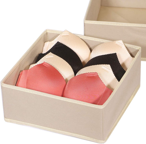 DIOMMELL 9 Pack Foldable Cloth Storage Box - Closet Organizer Fabric Baskets for Clothes, Underwear, Beige