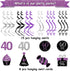 40th Birthday Decorations for Women, Purple Black Silver Foil Hanging Swirls for 40th Birthday Party